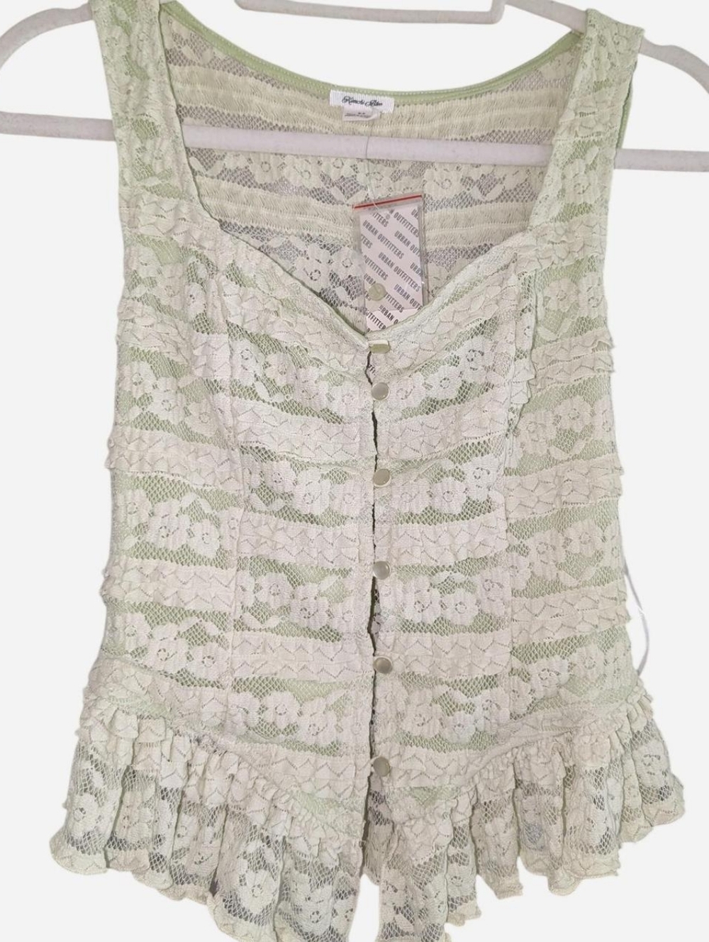 Urban Outfitters Kimchi Blue Ruffled Lace Button-Front Bustier Top